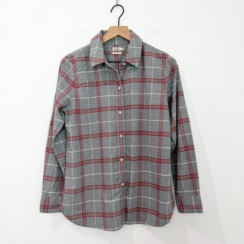 Faherty The Classic Flannel Shirt Juliet Plaid Gray Red Size Small